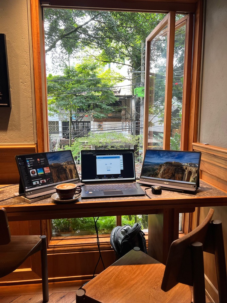 Coffee shop workspace